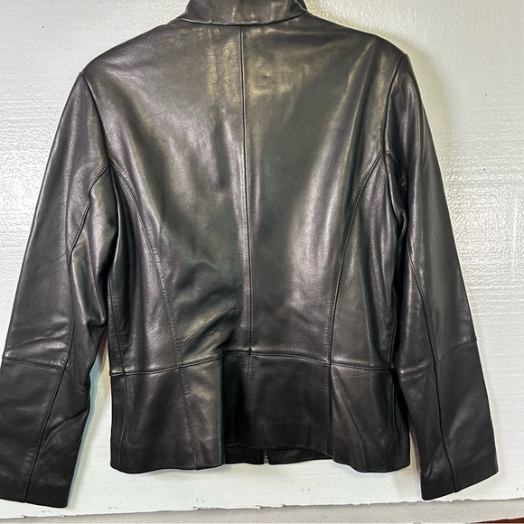 Lambskin Black Leather Jacket‎ with Stand Up Collar Women’s Size Medium - Picture 10 of 14